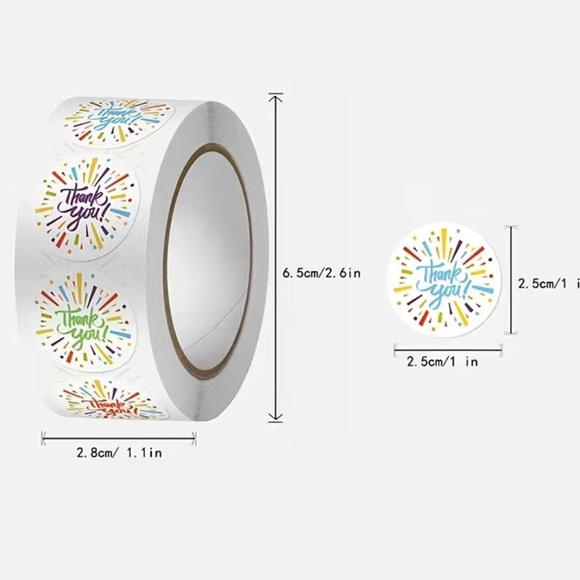 500 Roll Celebration Thank You Stickers 1” Round PRICE IS FIRM - Picture 2 of 3